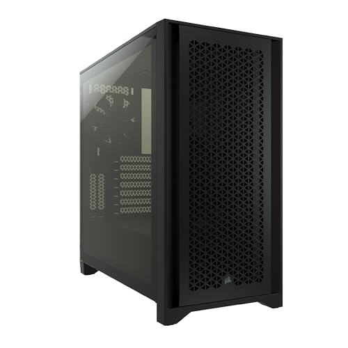 Corsair 4000D Airflow Mid-Tower-ATX-Gehäuse mit Gehärtetem Glas (Frontverkleidung Hohen Luftdurchsatz, Seitenabdeckung aus Gehärtetem Glas, Zwei im Lieferumfang 120-mm-Lüfter) Schwarz