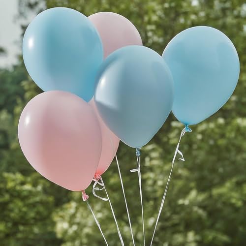 Image of Regular Balloon Combo For Decoration with Glue Dots & Balloon Arch Strip - Party Decor Set For Easy Party Setup (BLUE PINK, 50)