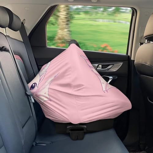 Image of Wanyint Dragon Bubble Tea Pink Stretchy Baby Car Seat Covers Carseat Canopy, Baby Breastfeeding Stroller High Chair Shopping Cart Cover