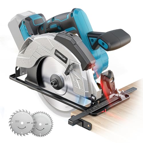LIVOWALNY Scie Circulaire Sans Fil Compatible avec Makita Batterie 18V (sans batterie), Ø165 mm Lame 20 mm, Profondeur de Coupe 66 mm, Guide Laser, Réglage...