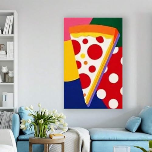 Affiche rétro de pizza 30x45cm avec cadre déco cuisine