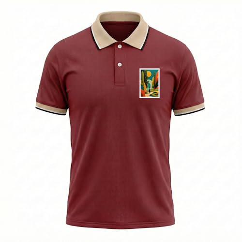 Image of Regular Fit Solid Half Sleeve Casual Tipping Collar Polo T-Shirt for Men
