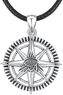 S925 Sterling Silver Necklace for Men, Eye of Horus Pendant Mens Protection/Lucky/Amulet Jewellery, Gifts for Boyfriend/Father/Brother