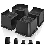 USION Bed Risers 2 inch, 3 inch, 4 inch, 6 inch or 8 inch Heavy Duty Furniture Risers, Up to 6000 Lbs Bed Lifts Blocks for Couch Desk Sofa Table Bookshelf (Black, 4IN-4PCS)