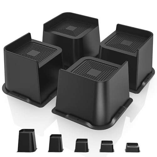 USION Bed Risers 4IN-4PCS Heavy Duty Furniture Risers Black