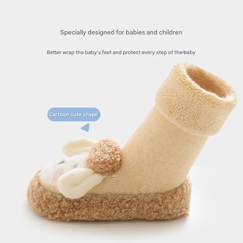 Baby Cartoon Plush Cotton Toddler Shoes, 2025 Upgraded Baby Sock Shoes, Baby Boys Girls Cartoon Plush Warm Cotton Shoes 5