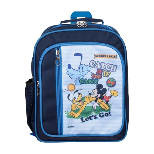 Image of Kuber Industries Disney Mickey Catch It School Bag | Kids School Bags | Spacious School Bag | School Bag for Girls & Boys | School Backpack for Kids | 4 Compartments School Bag | Navy Blue