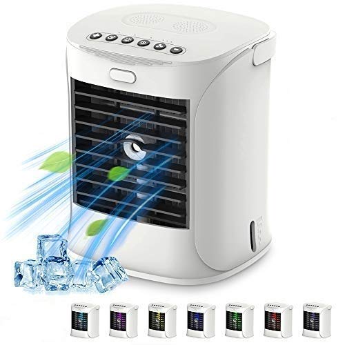 Mobile KlimageräTe LuftküHler Tragbar,mit Griff,3 Geschwindigkeits,Nachtlicht mit 7-Farben LED,Kann Wasser und Eis HinzufüGen,Stabil und