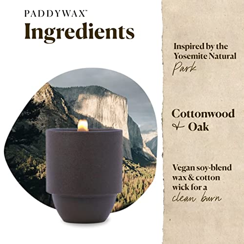 Paddywax National Parks Artisan Soy Wax Scented Candle, 11-Ounce Textured Ceramic Jar, Yosemite - Cottonwood + Oak #TOP1