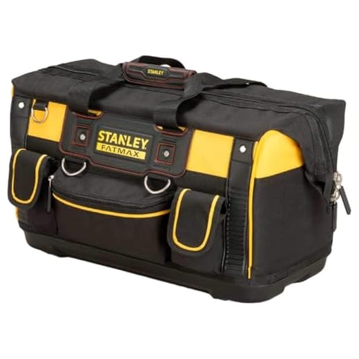 Stanley FatMax Werkzeugtasche (50 x 30 x 29 cm, schlagfester Boden, Aufbewahrungstaschen im Inneren, große Öffnung für leichten Zugang, aus robustem Material) FMST1-71180