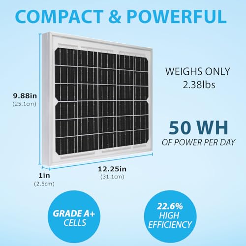 Image of Mighty Max Battery 10 Watt Monocrystalline Solar Panel Charger Compatible with Deep Cycle Battery