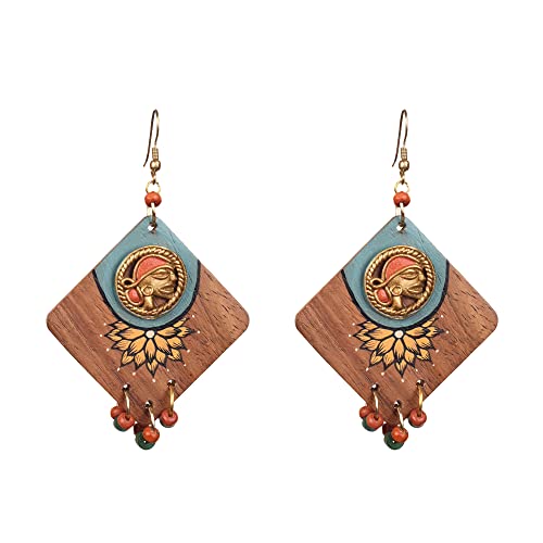 Image of Handcrafted Tribal Wooden Earrings Collection for Women - Butterfly, Princess & Modern Geometric Statement Designs