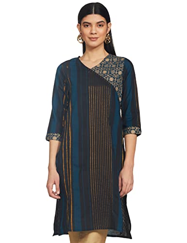 Image of Max Women Cotton Printed Straight Regular Kurta