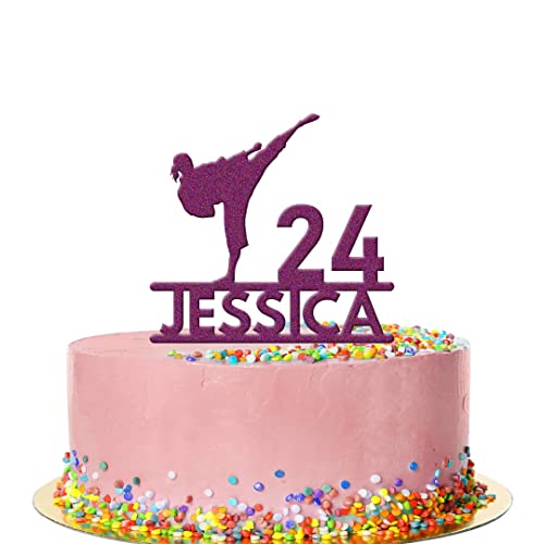 Nombre personalizado Karate Tarta de cumpleaños Topper Artes Marciales Taekwondo Acrílico Cover