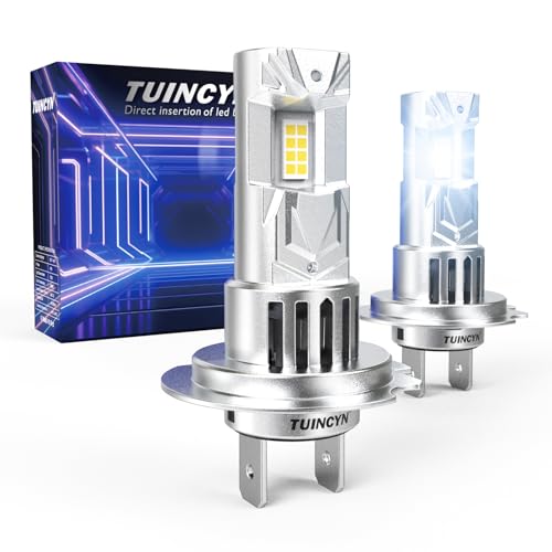 TUINCYN Bombilla H7 LED Canbus, 20000LM 600% Brillo 6000K Blanco, Bombillas LED para Coche Moto Camiones, Anti Error 1:1 Mini Size Recambio para Xenón Halógena, 2 Bombillas