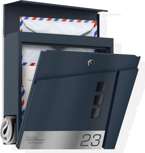 Graviers Design Briefkasten mit Zeitungsfach in Anthrazit RAL 7016 -...