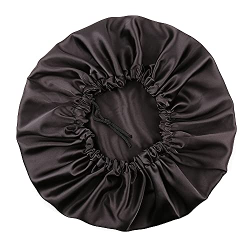 Image of Stain Bonnet Silk Sleep Cap Adjustable Satin Cap for Night Sleeping Hair Bonnet Reversible Double Layer