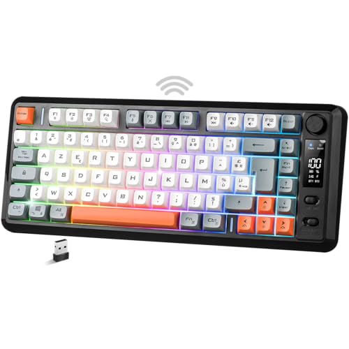 Spirit Of Gamer - Elite K30, Clavier Gamer TKL sans Fil AZERTY, Double Connexion Bluetooth & RF 2,4 GHz, Touches Semi-Mécanique Dont 24 Antighosting, RGB 6...