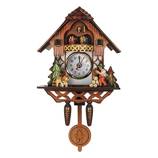 Vosarea Wooden Wall Clock,Small Clock Decor,Cuckoo Shaped Clock Antique Pendulum for Home Kids Room