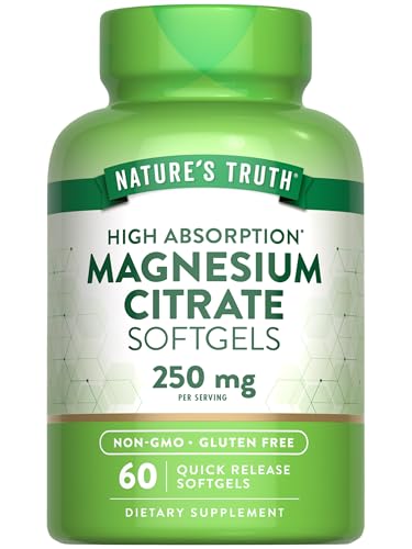 Nature's Truth Magnesium Citrate Softgels | 250mg | 60 Count | High Absorption | Non-GMO & Gluten Free Supplement