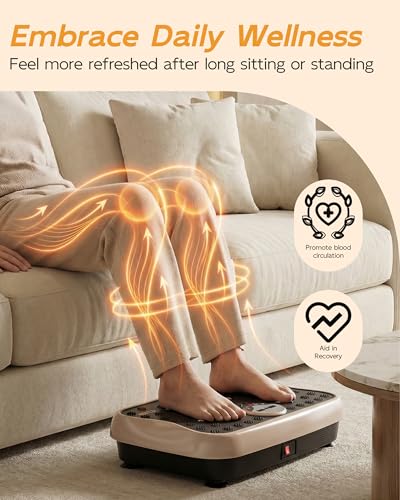 Image of Vibration Plate Exercise Machine, Vibrating Plate for Lymphatic Drainage Weight Loss, Full Body Shake Plate with Resistance Bands, Clover Design Vibration Board for Health & Good Luck Home Gym Gifts