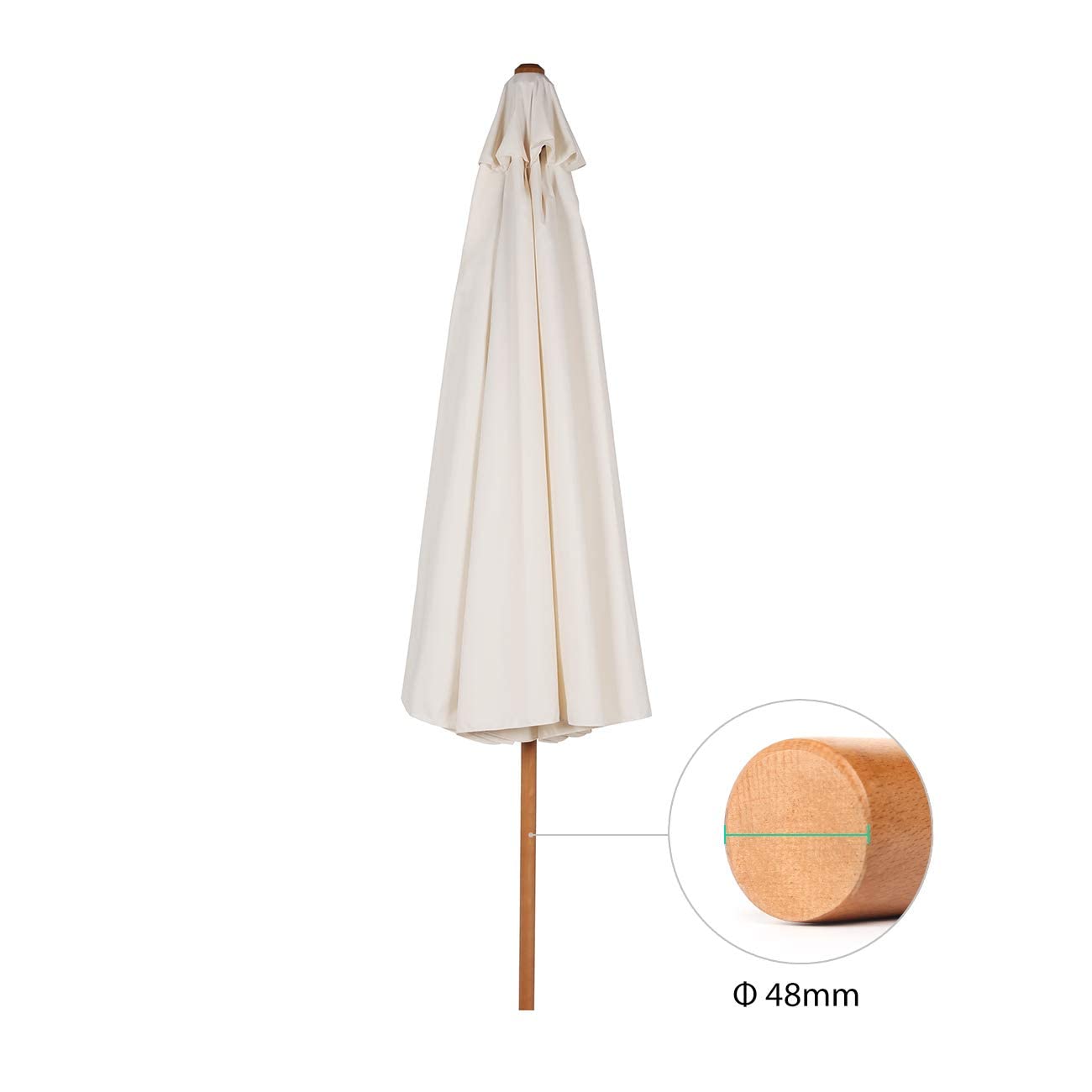 Sekey 300 cm Sonnenschirm Balkon mit Mast 48mm & 8 Streben，Marktschirm Gartenschirm Terrassenschirm Rund UV50+，für Garten Balkon Terrasse