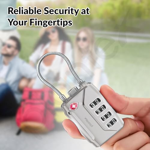 Image of Plantex 4-Digit Combination Padlock /TSA Metal Lock with String Shackle /Number Lock for Luggage /Travel Bag /Suitcase /Backpack /Lockers - Pack of 1 (Silver)