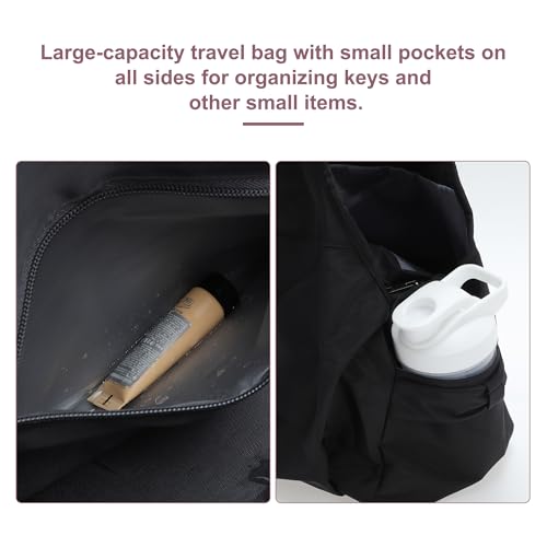 Duffle Bag for Travel, Water Resistant Gym Bag with Multiple Pockets, Travel Duffle Bags, Carry on Weekenders Bags with Wet Dry Storage Pockets, Black3