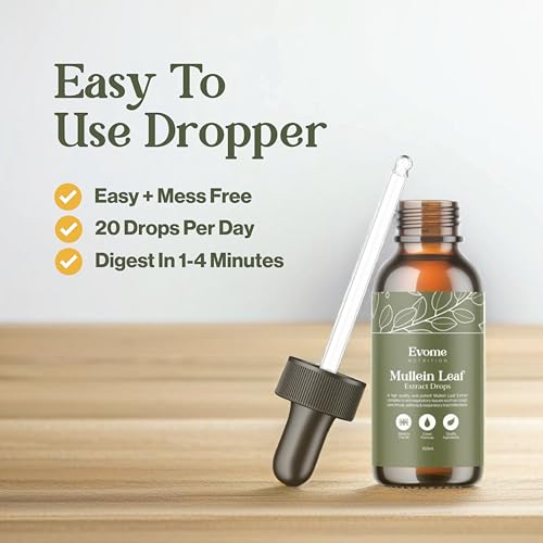 Evome Mullein Leaf Extract for Lungs 100ml (3 Month Supply) High Strength 1:3 Tincture Mullein Drops. Sublingual Fast Absorption - UK Made - Vegan - Image 5
