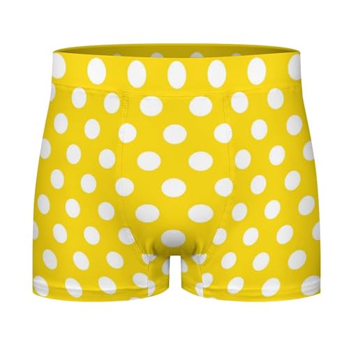 Yellow Polka Dot Print (a) Mens Underwear, Soft Boxers for Men, Moisture-Wicking Breathable Boxer Briefs3