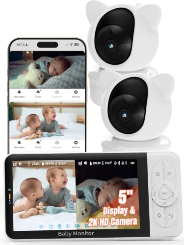 Image of iFamily Baby Monitor with Camera and Audio, 5" Screen Video Baby Monitor with Temperature Sensor, Two Way Talk and Remote pan-tilt-Zoom Camera, Night Vision and 960ft Range