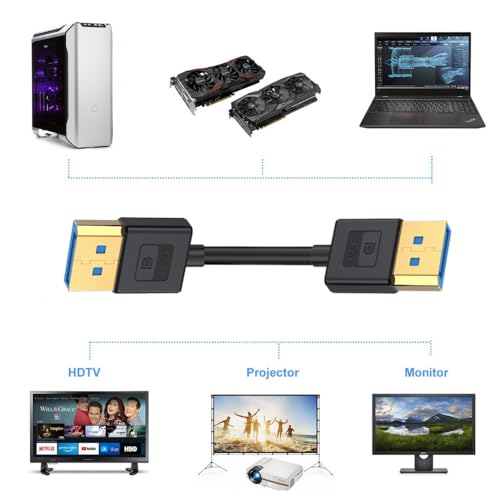 CY Cable ultrafino DisplayPort 1.4 DP a DP 8K 60Hz cable Ultra HD UHD 4K 144Hz para ordenador de sobremesa portátil monitor tarjeta gráfica (100 cm) - imagen 8