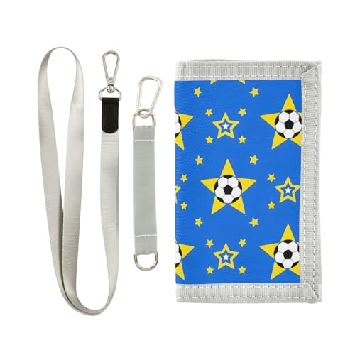 ALAZA Kids Wallets for Boys Girls Toddler Trifold Wallet Children Small Soccer Star with Zipper Coin Pocket