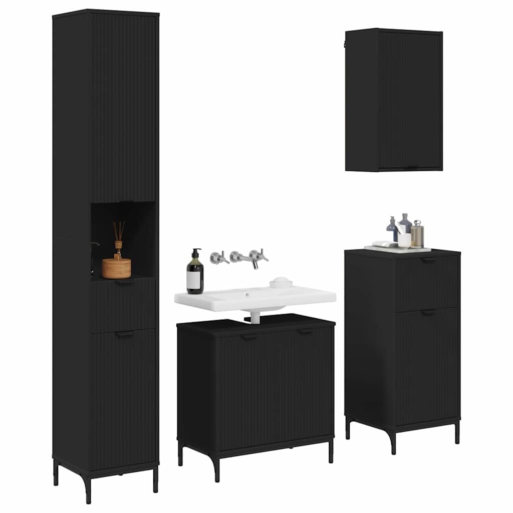 Juego de muebles de baño con cajón, color negro