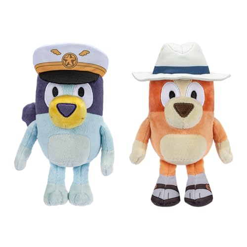 Bluey Plush Stuffed Animals Pack of 2, 16-23”, Soft, Captain and Holiday Plush Figure Toys, Cuddly Stuffed Animals for Kids Ages 3+