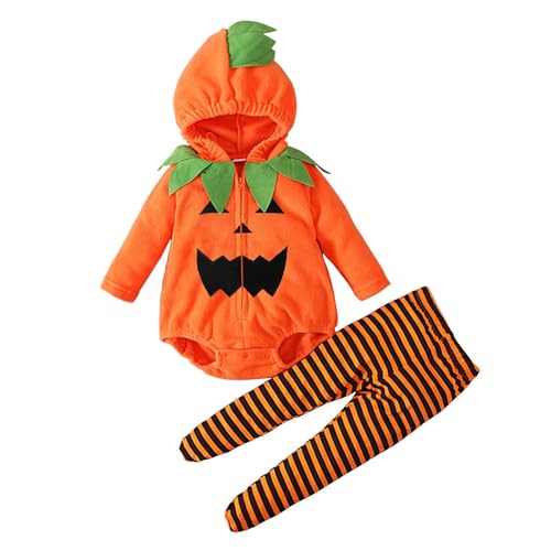 Disfraz de Halloween para niños, juegos de ropa de manga larga, forro polar, cremallera, traje de juego con capucha, chaqueta, pantalones a rayas, leggings con pies, disfraces, camiseta para niño