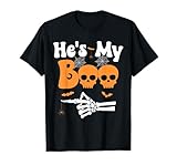 He's My Boo Skeleton Couples Matching Couple Halloween T-Shirt