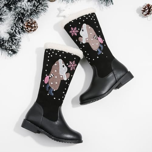 Princess Dress Up Boots for Girls Girls Mid Calf Round Toe Riding Boots with Zipper Comfortable Non Slip Booties4