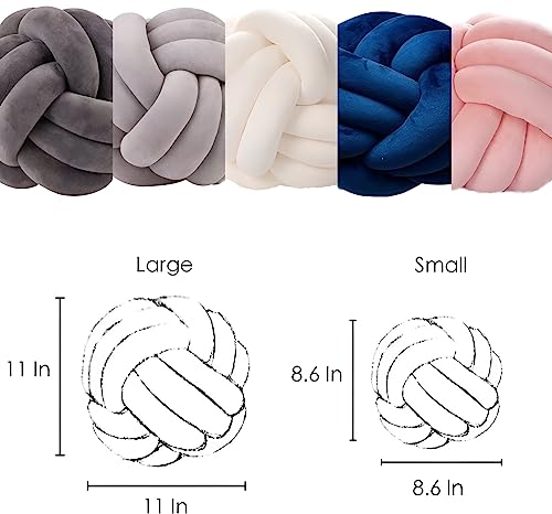 7Uyuu Soft Knot Pillow Ball, Decorative Short Plush Knot Throw Pillow Large Round Bed Sofa Back Knot Velvet Pillow Cushion Small Knot Pillow For Baby (Dark Gray, Large 11 Inches) #TOP3