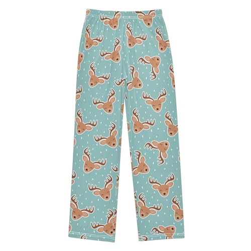 ZZXXB Lovely Reindeer Print Boys Long Pants Soft Trousers Elastic Waist Kids Lounge Bottoms with Pockets S-XL