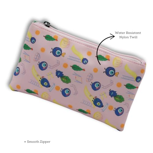 Image of VISMIINTREND Evil Eye Flat Pouch - Printed Pink Design for Accessories and Stationery, School | College | Office | Travel | Gift