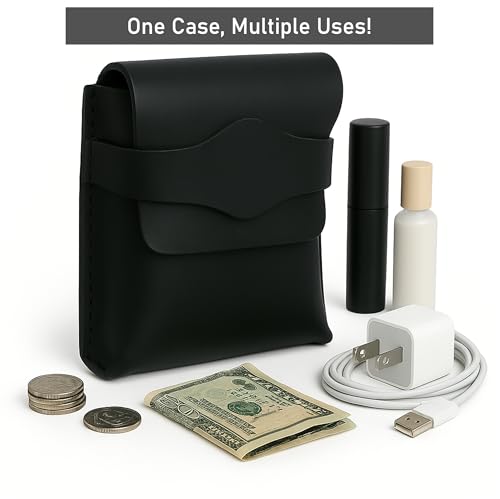 Black Leather Playing Card Case Holder, Handmade Full-Grain Leather Playing Card Storage Box, Coin Pouch Deck of Cards Case Holder Fits Poker & Bridge Size Cards, Playing Card Travel Case4