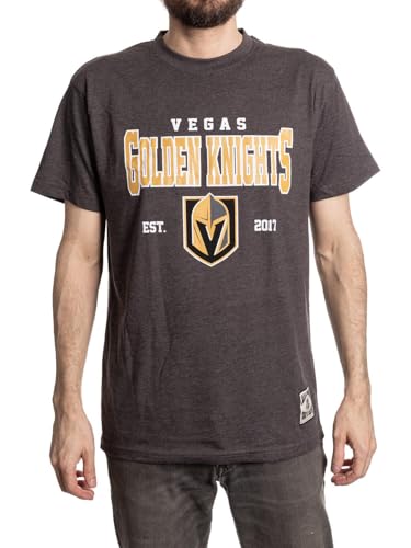 Calhoun NHL Mens Heather Vintage Style T-Shirt Screen Printed Logo Tee Cotton Poly Blend (Vegas Golden Knights X-Large)