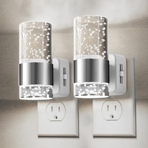 L LOHAS LED Night Light, Plug in Night Light with Auto Light Sensor[2-Pack], Brightness Adjustable with Daylight White 5000K, Wall Sconce-Style Design Nightlight for Bathroom, Hallway, Enterway