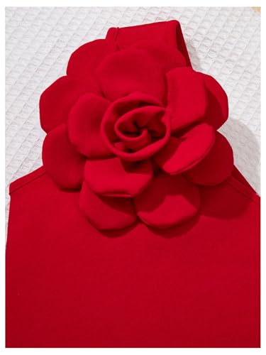 Floerns Girl's 3D Flower One Shoulder Sleeveless Tank Top Holiday Elegant Shirt Tops3