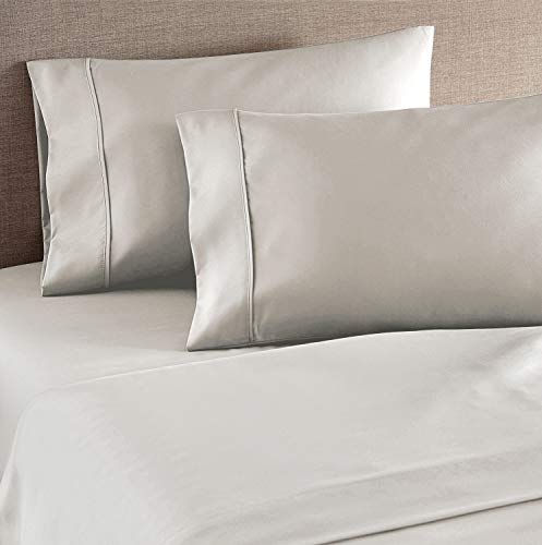 Cooling Planet Full Size Bedsheet Set, 410 Tc Pima Cotton, Extra Long Staple Sateen Weave Tightfit Elastic Pocket 17" Wrinkle, Fade Resistant Fitted Sheet Set For Bedroom Décor (Silver, 4 Pcs) #TOP2