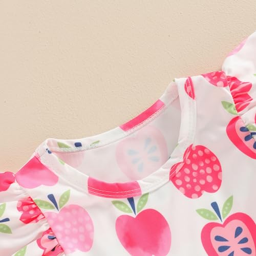 Kids Toddler Girls Back to School Dress Apple Pencil Flutter Sleeve Milk Silk Ruffle Dress Summer Clothes3
