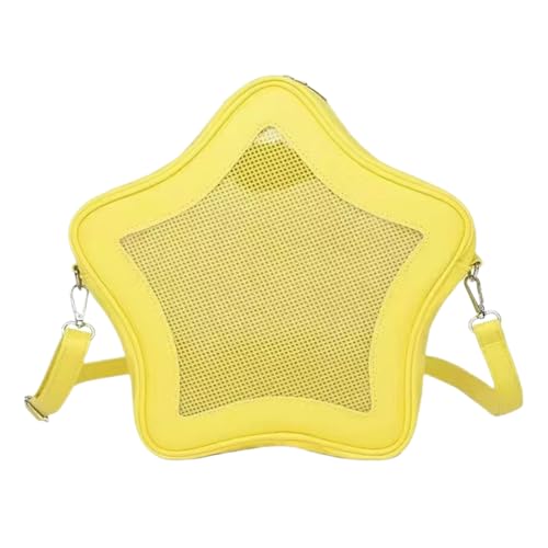 Image of Star Shape Ita Bag Pins Display Crossbody Bag PU Leather Backpack Y2k Aesthetic Cute Handbag (Yellow)
