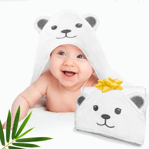 Image of Snug Bug Gear- Rayon Made from Bamboo Baby Bath Towel -Soft & Plush Large Hooded Towels for Baby & Toddler -Absorbant Large Baby Towel with Hood 500gsm- 36x36