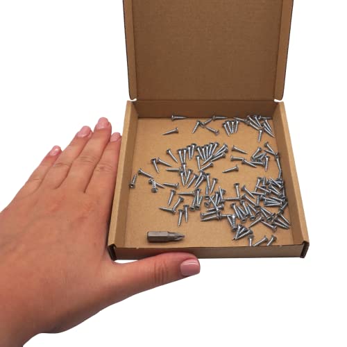 SKIR’CO (100 Stück) Verzinkter Stahl 2,5 x 12 mm Silberholzschrauben, Pozidriv Senkkopf, Spanplattenschrauben, PZ Vollgewinde (100, 2,5 x 12 mm)